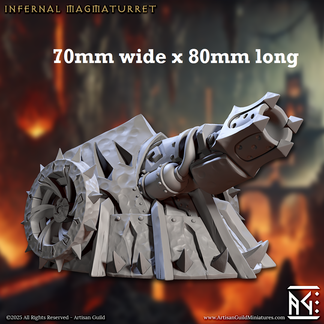 Image shows a 3D render of a stone cannon gaming miniature.