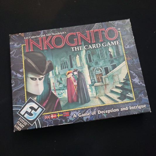 Image shows the front cover of the box of Inkognito: The Card Game