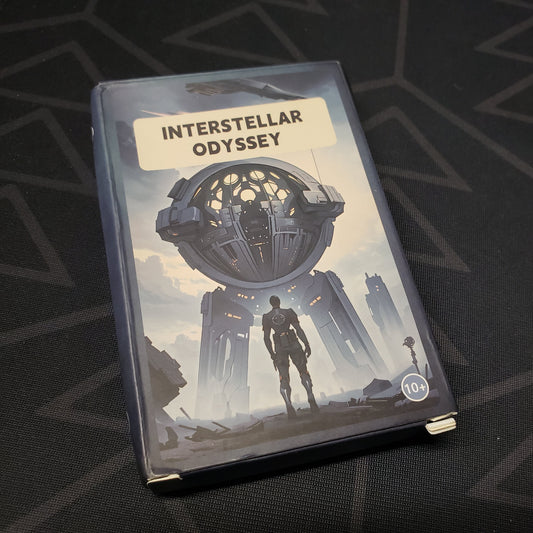 Image shows the front cover of the box for the Interstellar Odyssey board game