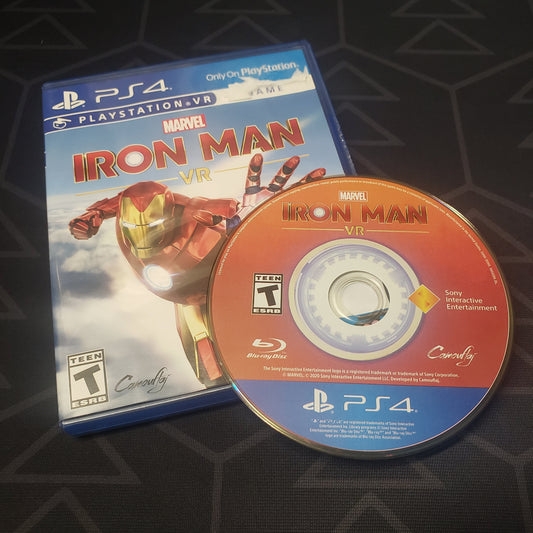 Image shows the case & disc for the video game Iron Man VR for Playstation 4