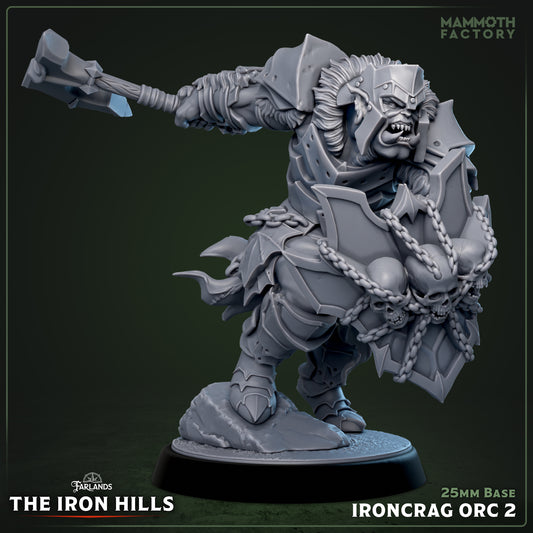 Image shows a 3D render of a orc barbarian gaming miniature.