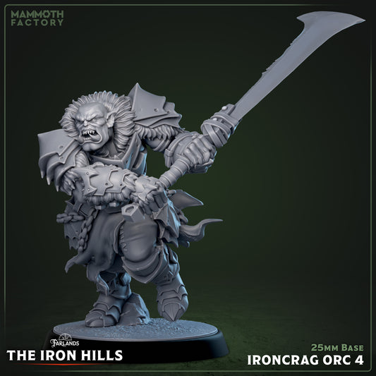 Image shows a 3D render of a orc barbarian gaming miniature.