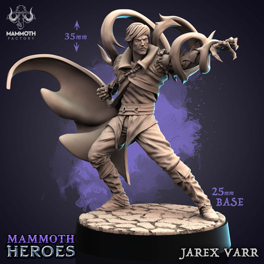 Image shows a 3D render of a undead necromancer gaming miniature.