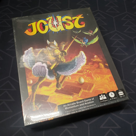 Image shows the front cover of the box for the Joust board game