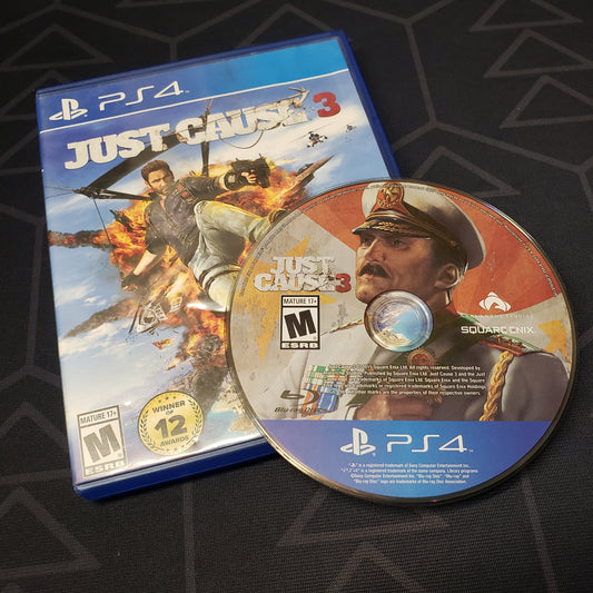 Image shows the case & disc for the video game Just Cause 3 for Playstation 4