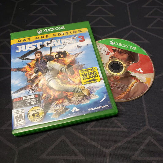 Image shows the case and disc for the video game Just Cause 3 for Xbox One