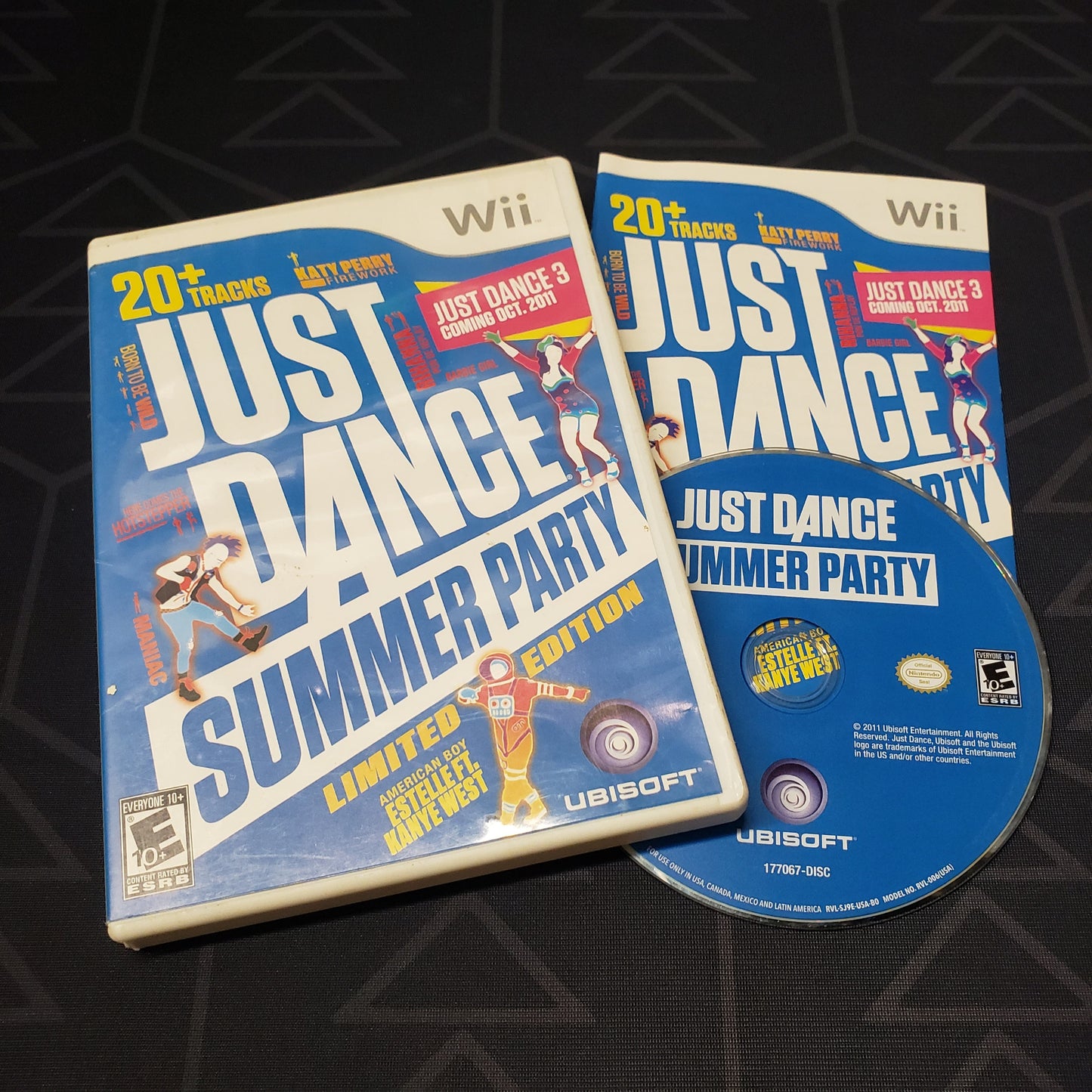 Image shows the case, manual & disc for the video game Just Dance: Summer Party for Nintendo Wii