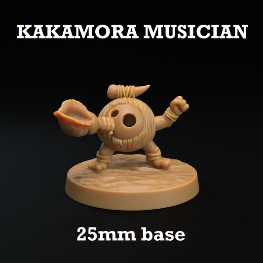 Image shows a 3D render of a coconut bugler gaming miniature.