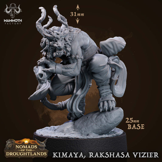 Image shows a 3D render of a leonin shaman gaming miniature.