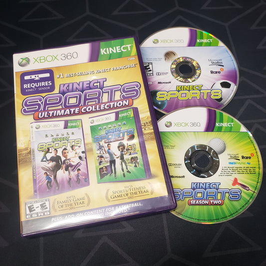 Image shows the case & two discs for the video game Kinect Sports Ultimate Collection for Xbox 360