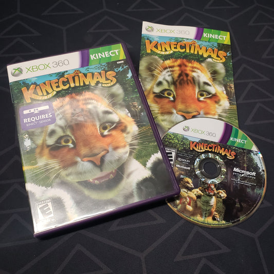 Image shows the case, manual and disc for the video game Kinectimals for Xbox 360