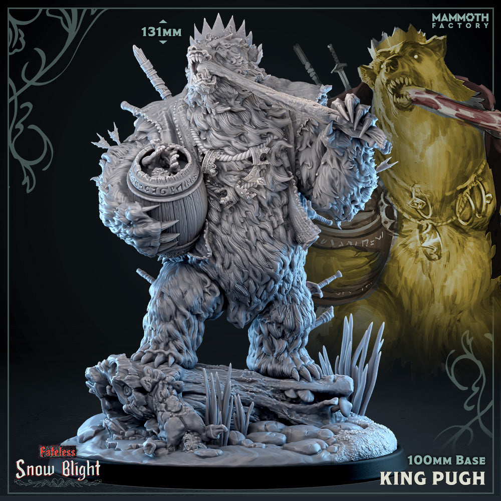 Image shows a 3D render of a werebear king gaming miniature