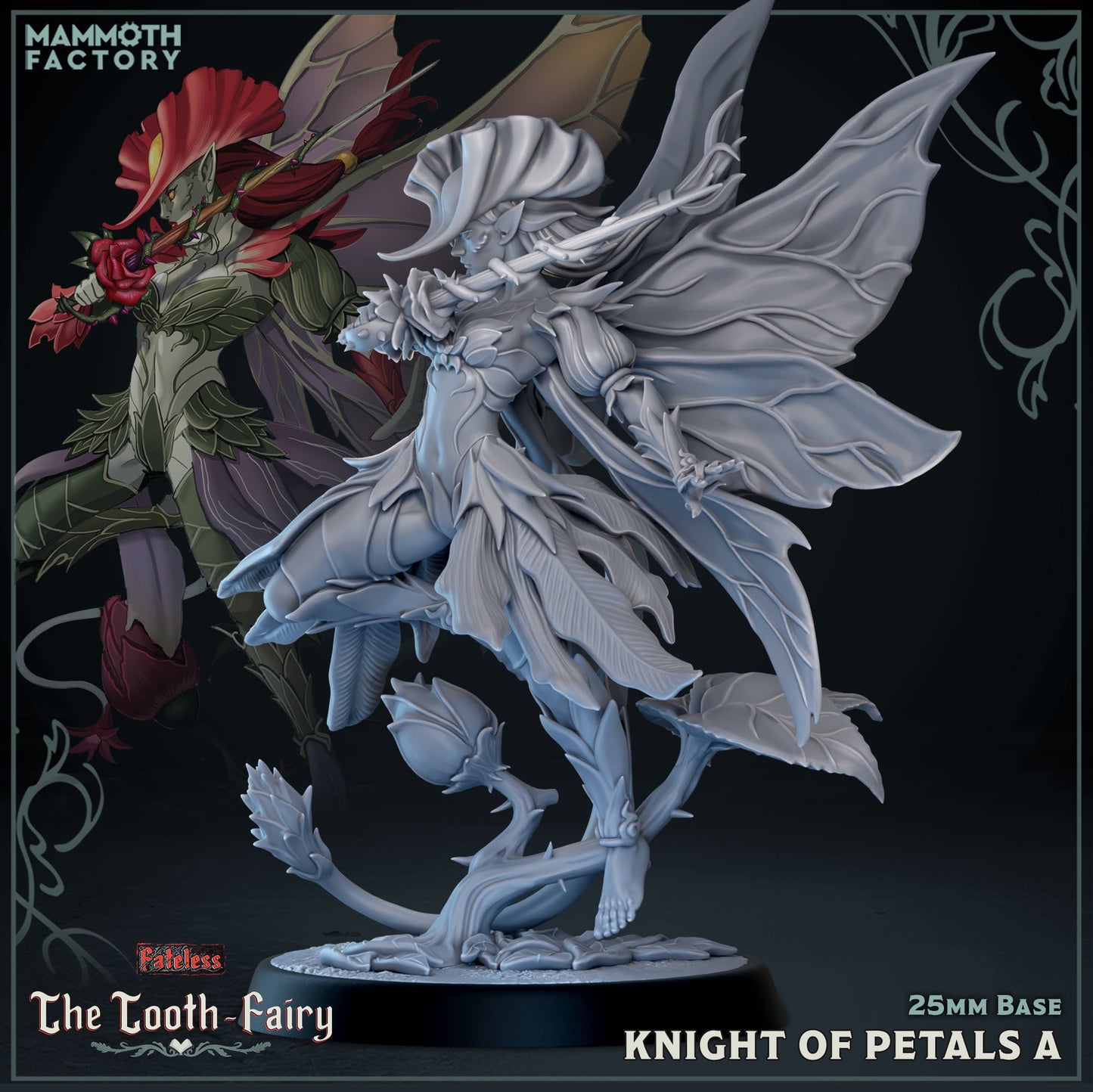 Image shows a 3D render of a forest sprite gaming miniature.