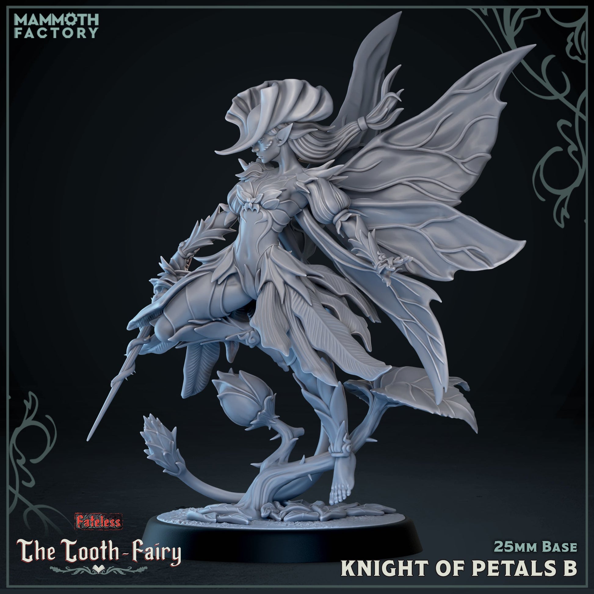 Image shows a 3D render of a forest sprite gaming miniature.