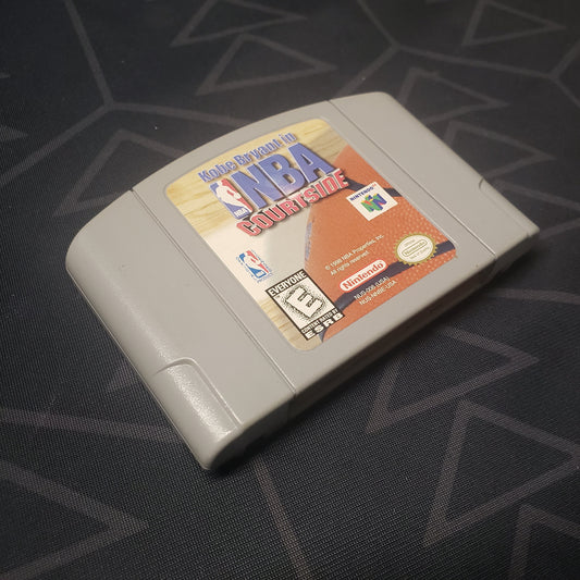 Image shows the front of the cartridge for the video game Kobe Bryant in NBA Courtside for the Nintendo 64