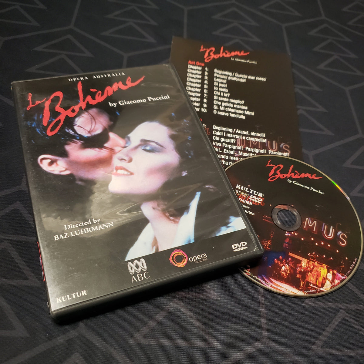 Image shows the case, insert & disc for the movie La Boheme on DVD
