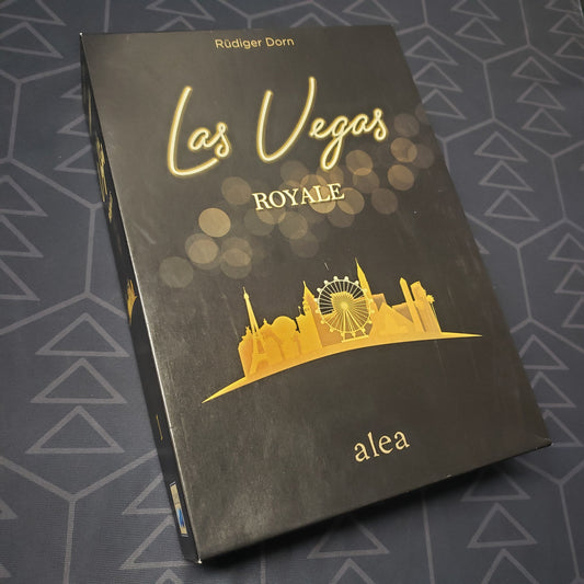 Image shows the front cover of the box for the Las Vegas Royale board game