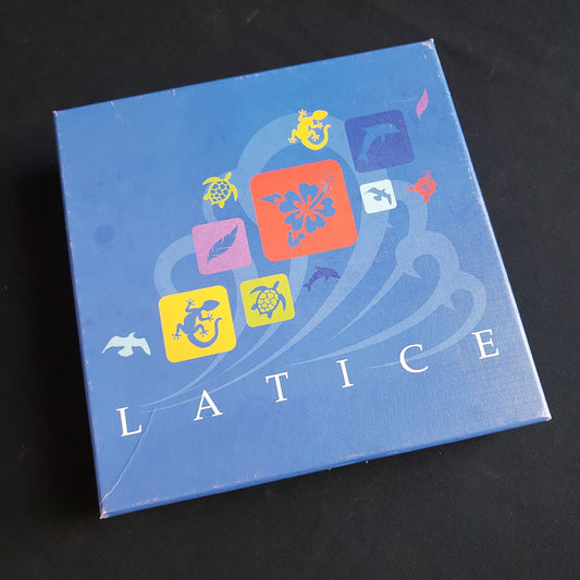 Image shows the front cover of the box of the Latice board game