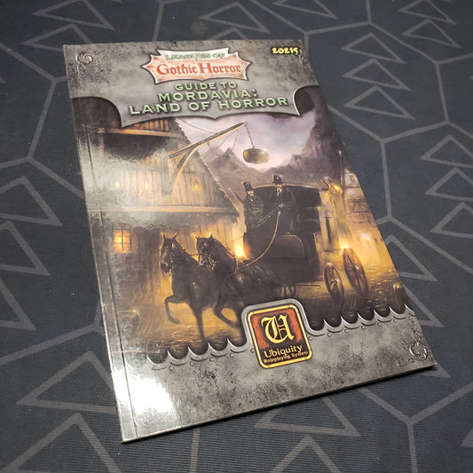 Image shows the front cover of the Guide to Mordavia: Land of Horror book for the roleplaying game Leagues of Gothic Horror