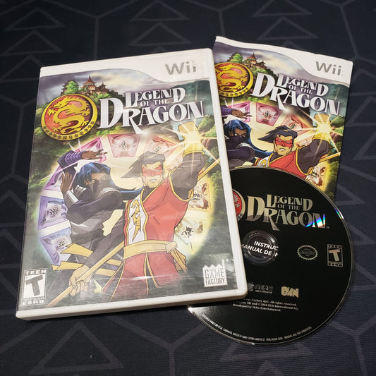 Image shows the case, manual and disc for the video game Legend of the Dragon for Nintendo Wii
