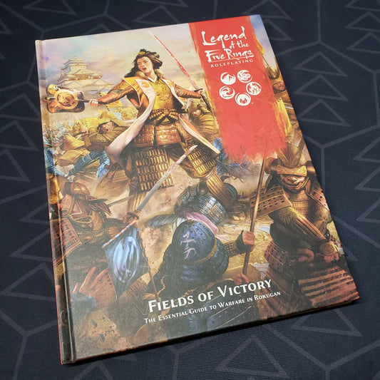 Image shows the front cover of the Fields of Victory book for the roleplaying game Legend of the Five Rings: Fifth Edition