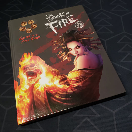 Image shows the front cover of the Book of Fire for the roleplaying game Legend of the Five Rings: Fourth Edition