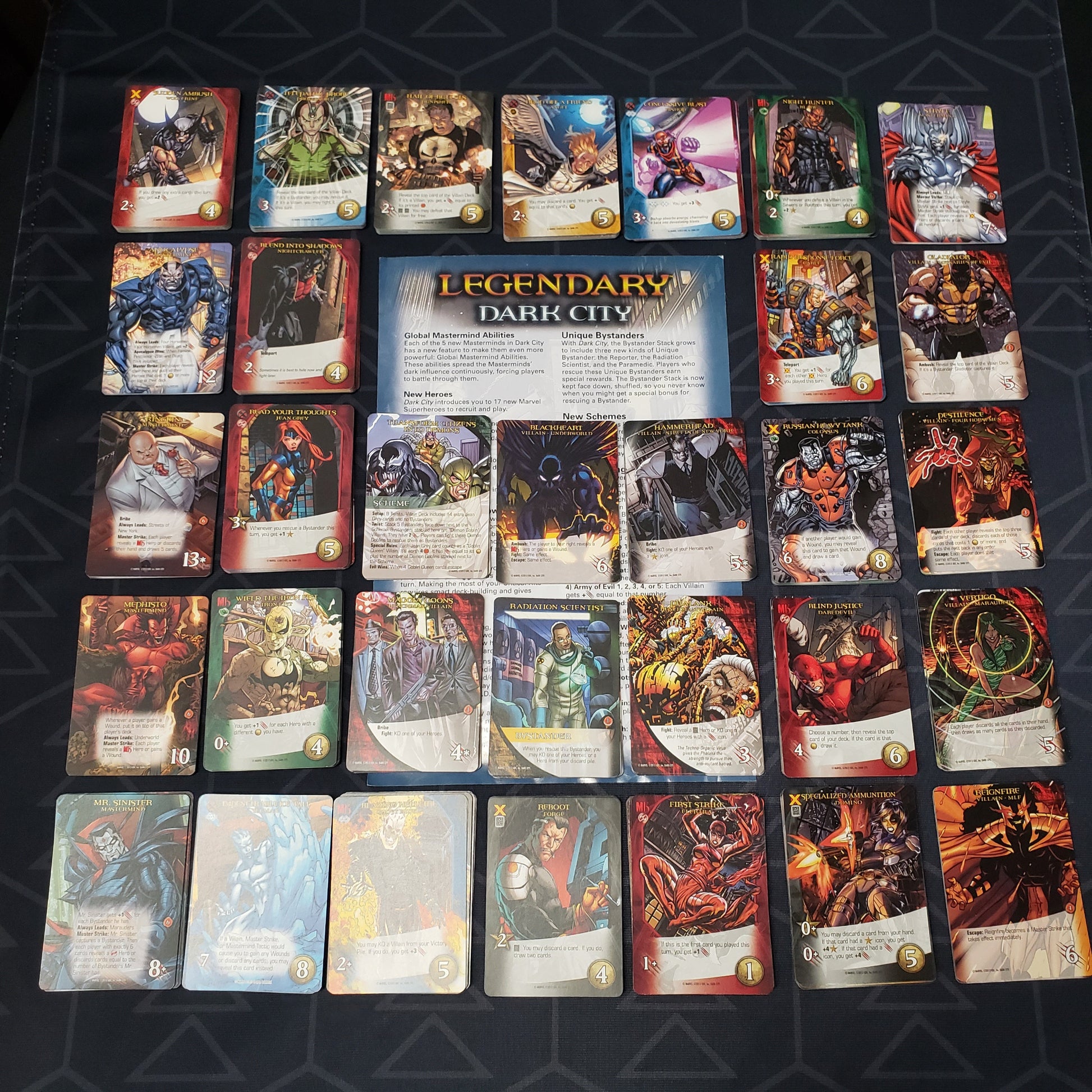 Image shows the front of the box for the Dark City Expansion for the Legendary Marvel card game