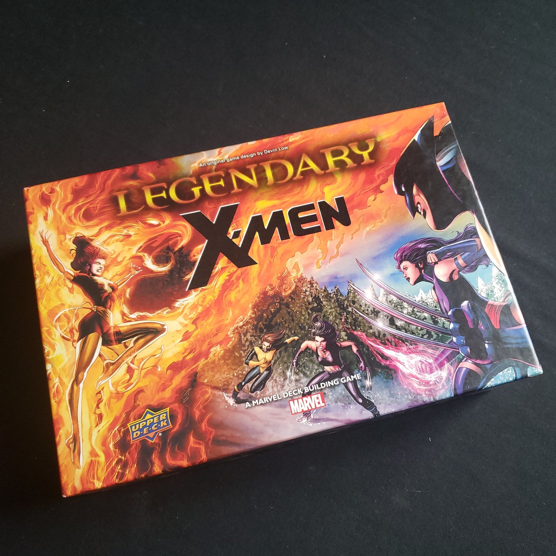 Image shows the front of the box for the X-Men expansion for the card game Legendary Marvel