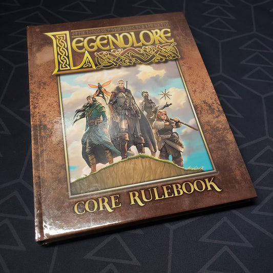 Image shows the front cover of the core rulebook for the roleplaying game Legendlore