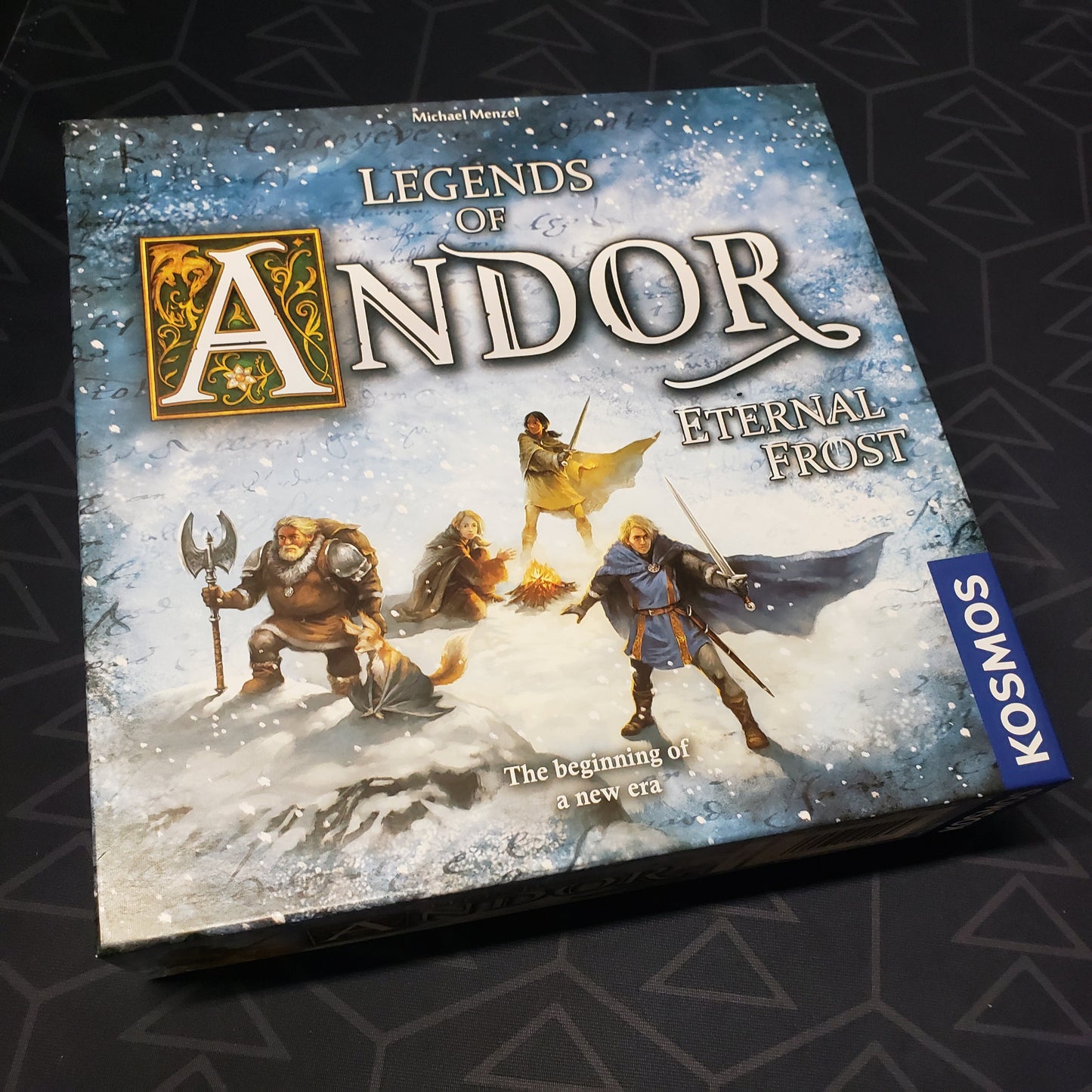 Image shows the front cover of the box of the Eternal Frost expansion for the board game Legends of Andor