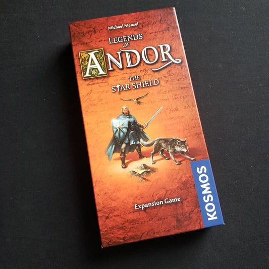 Image shows the front cover of the box of the Star Shield expansion for the Legends of Andor board game