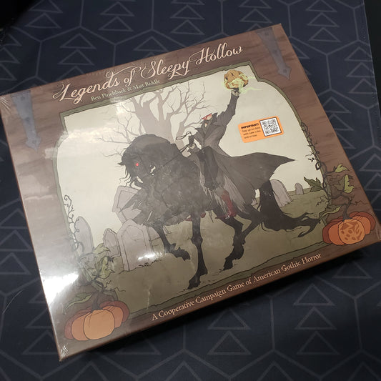 Image shows the front cover of the box for the Legends of Sleepy Hollow board game
