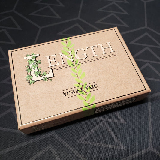 Image shows the front cover of the box for the Length card game