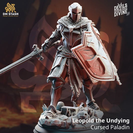 Image shows a 3D render of a human paladin gaming miniature