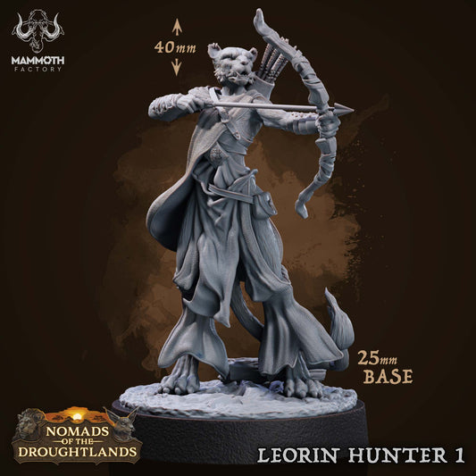 Image shows a 3D render of a leonin ranger gaming miniature.