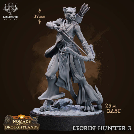 Image shows a 3D render of a leonin ranger gaming miniature.