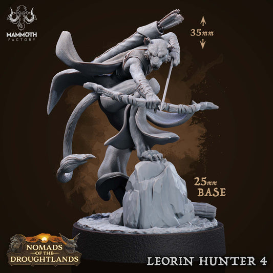 Image shows a 3D render of a leonin ranger gaming miniature.