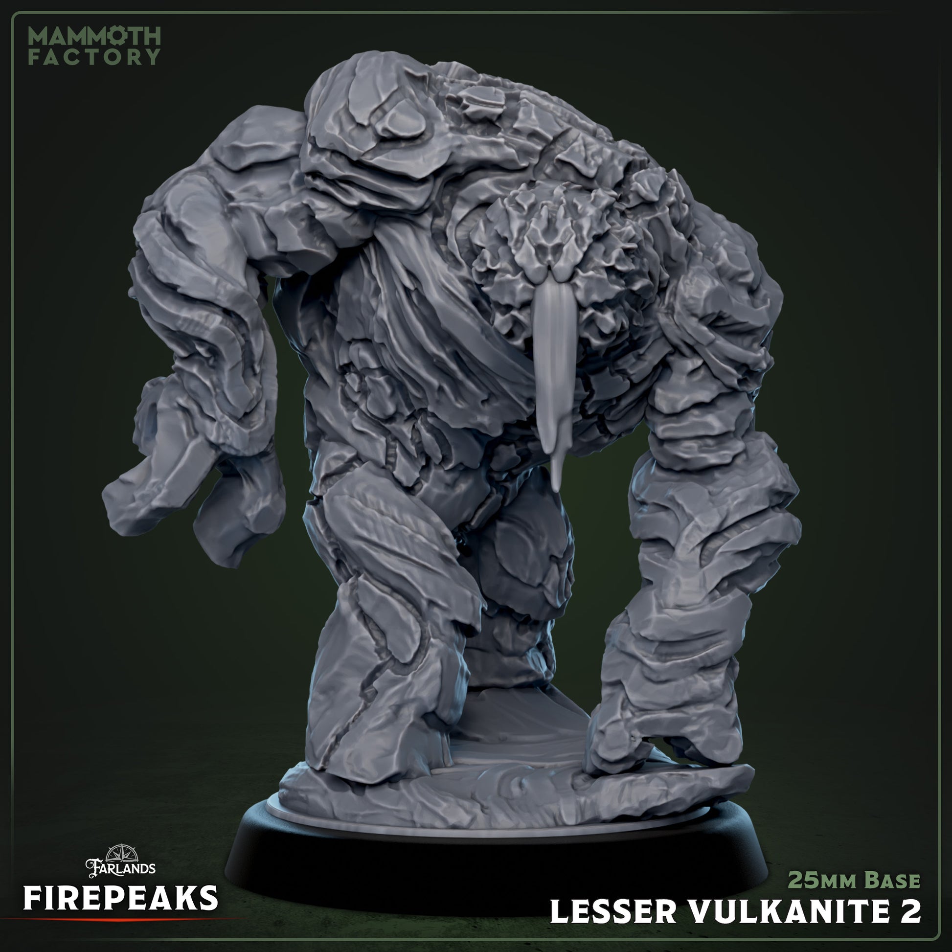Image shows a 3D render of a stone golem gaming miniature.