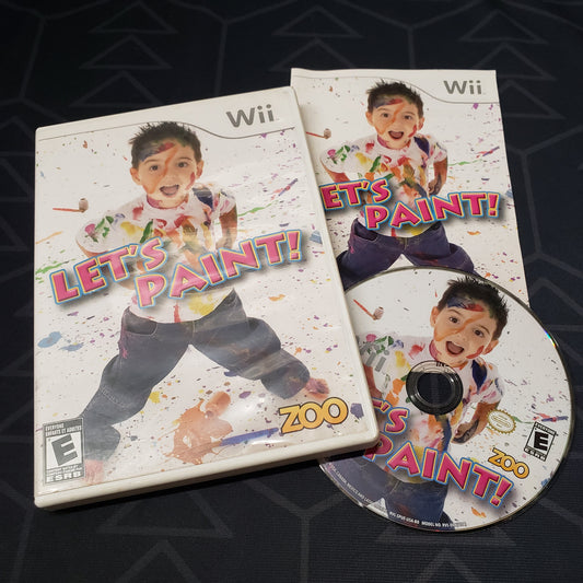Image shows the case, manual and disc for the video game Let's Paint! for Nintendo Wii