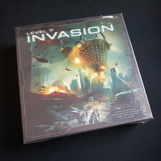 Image shows the front cover of the box of the Level 7: Invasion board game