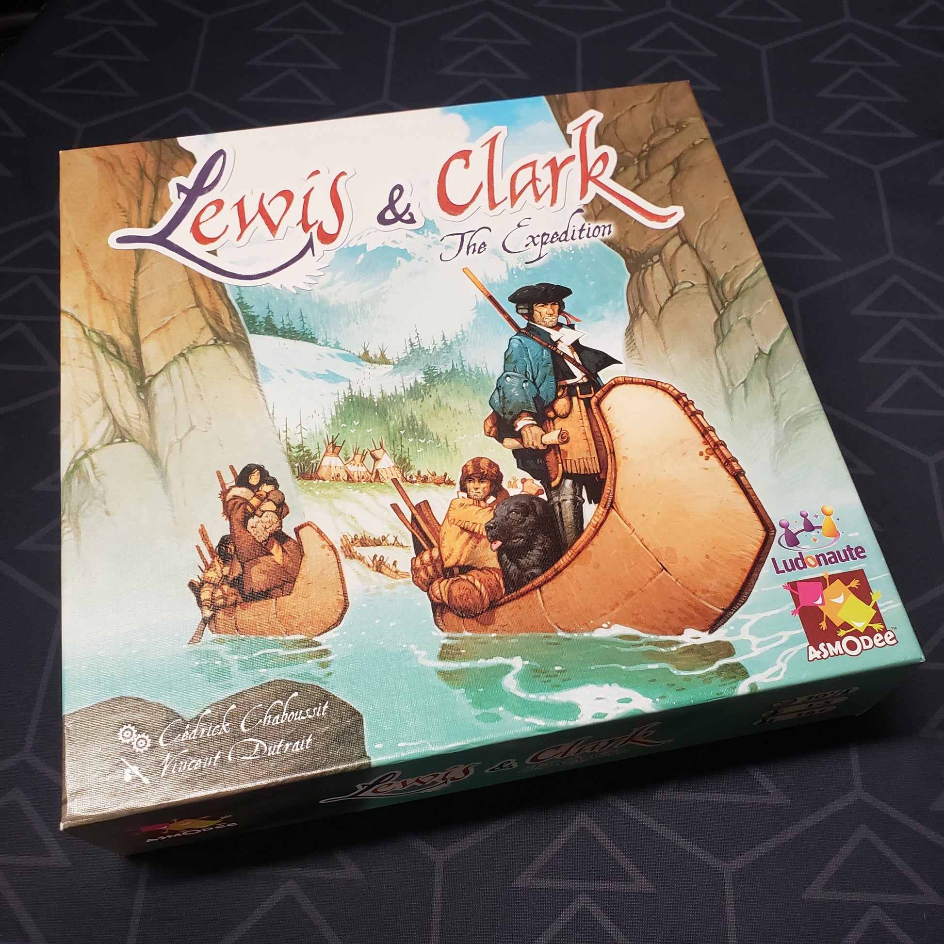 Image shows the front cover of the box of the board game Lewis & Clark: The Expedition