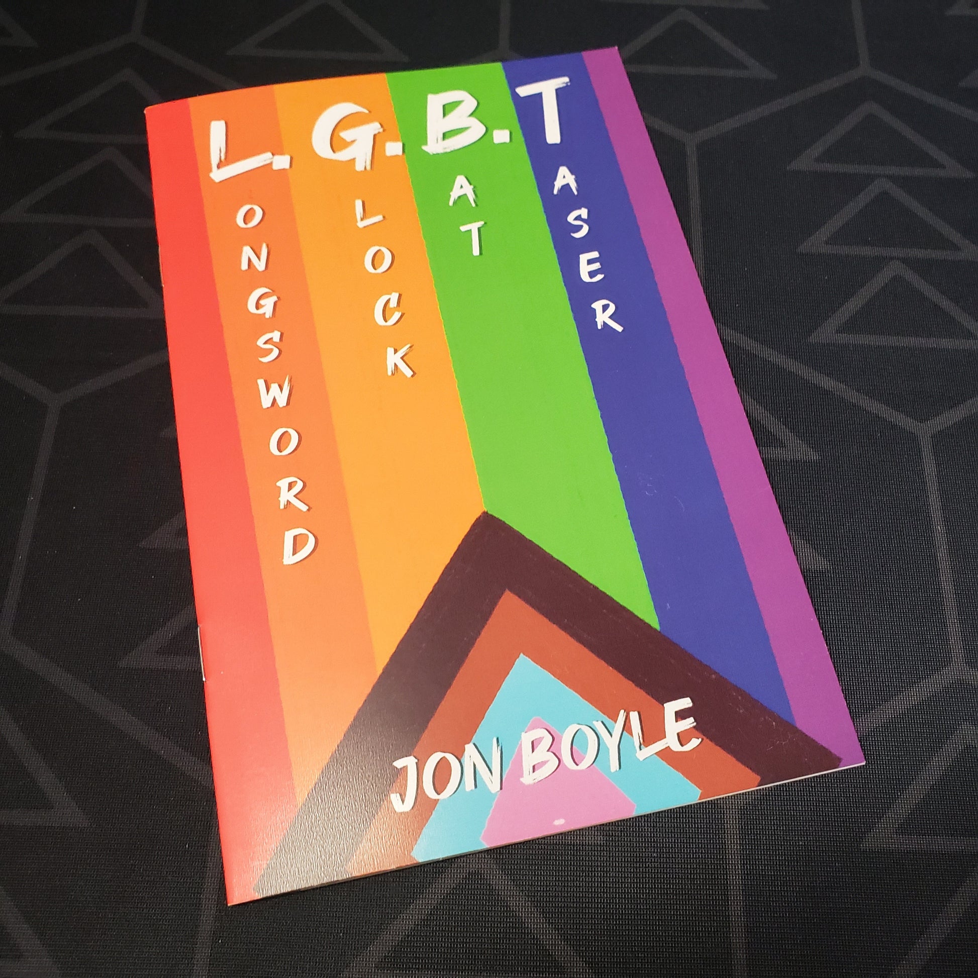 Image shows the front cover of the L.G.B.T. (Longsword, Glock, Bat, Taser) roleplaying game book