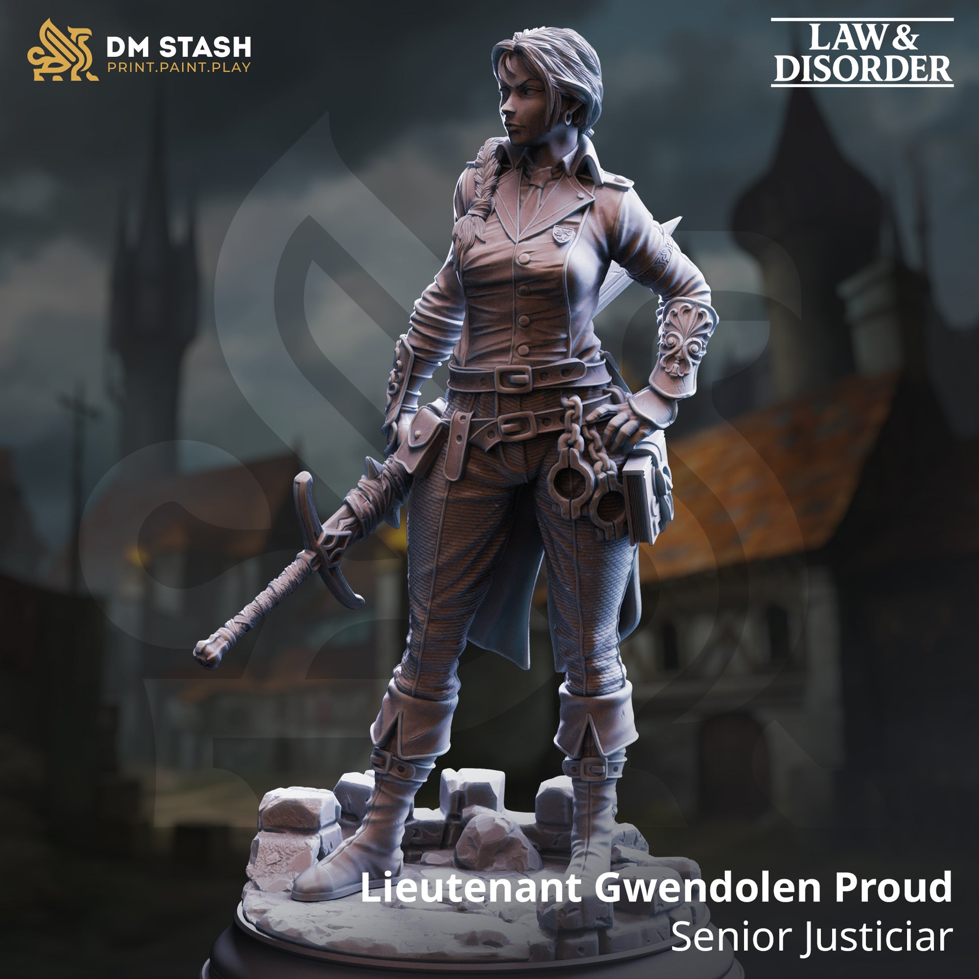 Image shows a 3D render of a human fighter gaming miniature.