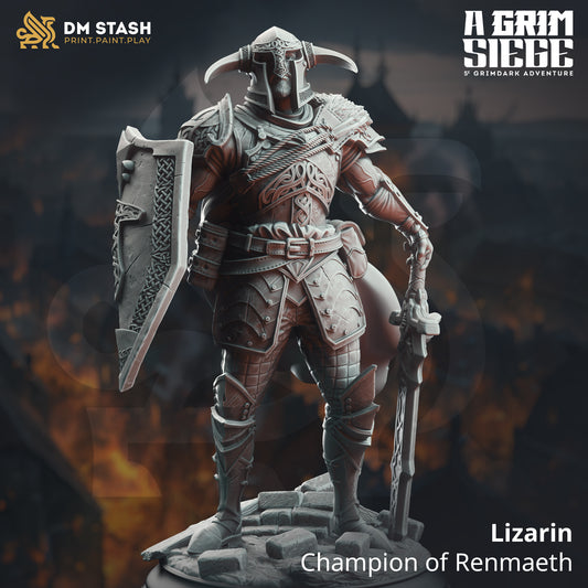 Image shows a 3D render of a human paladin gaming miniature.