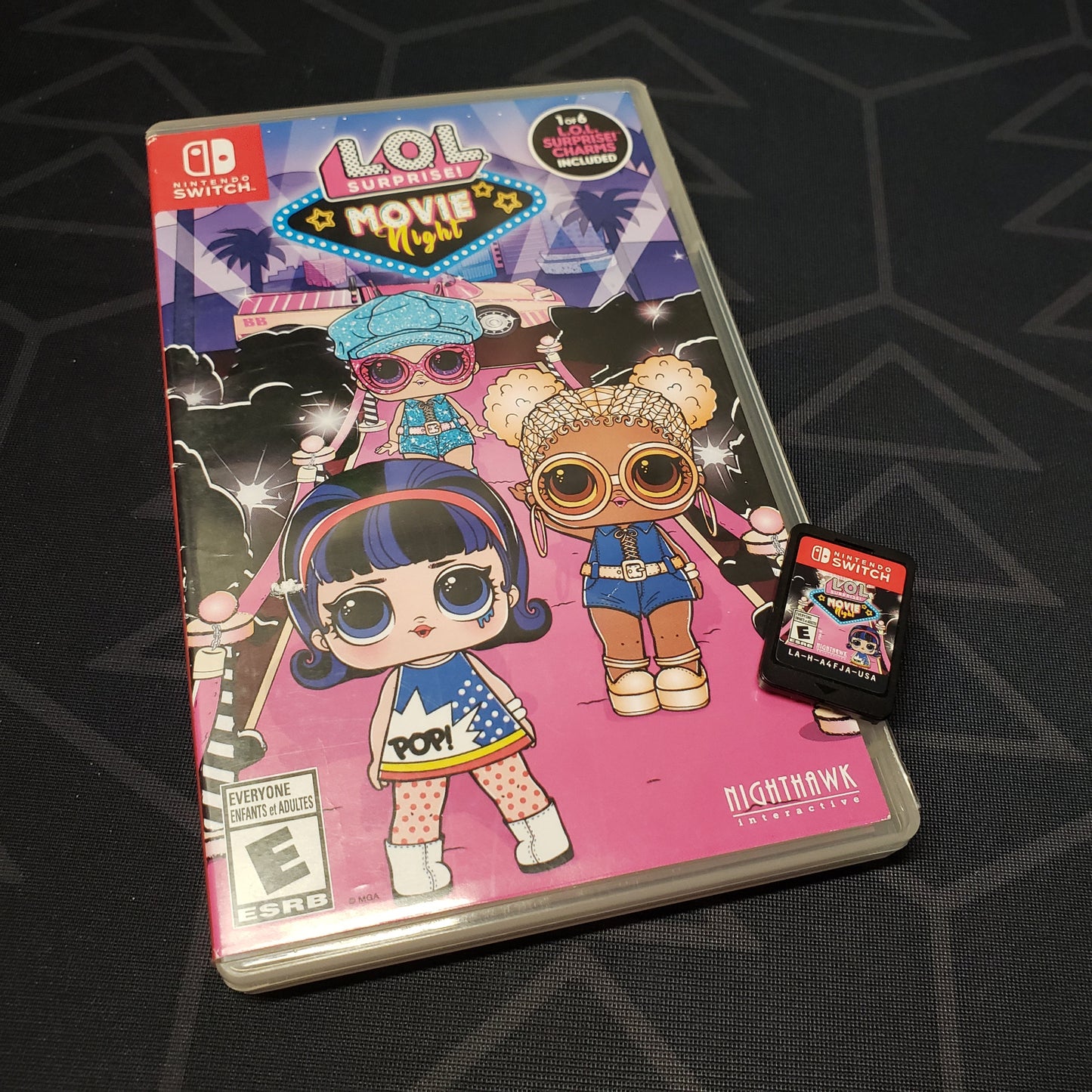 Image shows the case & cartridge for the video game L.O.L. Surprise!: Movie Night for Nintendo Switch