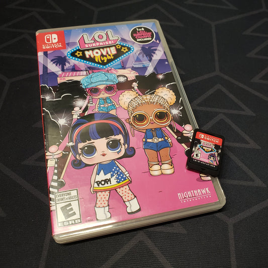 Image shows the case & cartridge for the video game L.O.L. Surprise!: Movie Night for Nintendo Switch