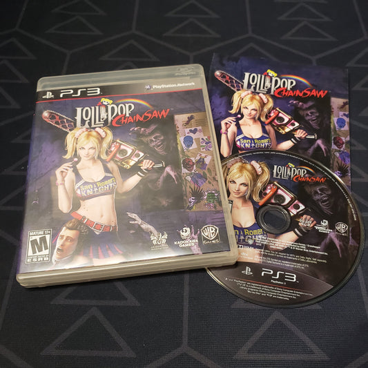Image shows the case, manual and disc for the video game Lollipop Chainsaw for Playstation 3