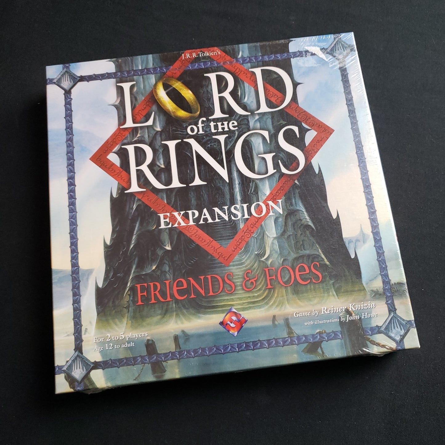 Image shows the front of the box for the Friends & Foes Expansion for the Lord of the Rings board game