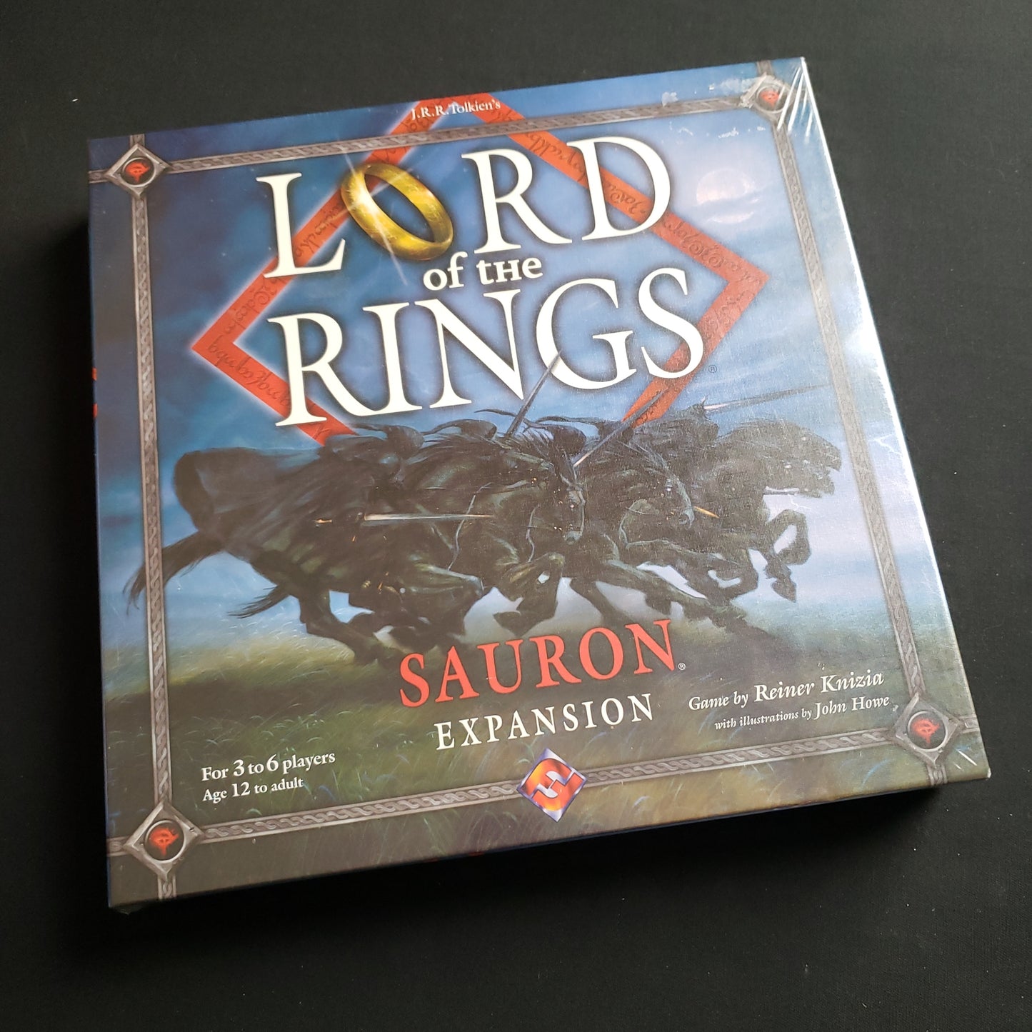 Image shows the front of the box for the Sauron Expansion for the Lord of the Rings board game