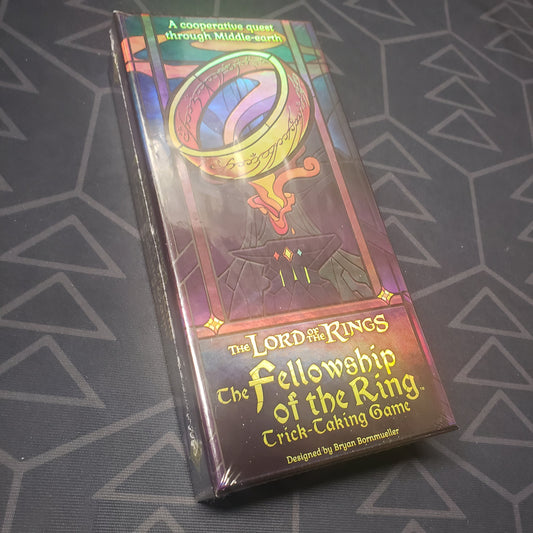 Image shows the front cover of the box for the card game Lord of the Rings: Fellowship of the Ring Trick-Taking Game
